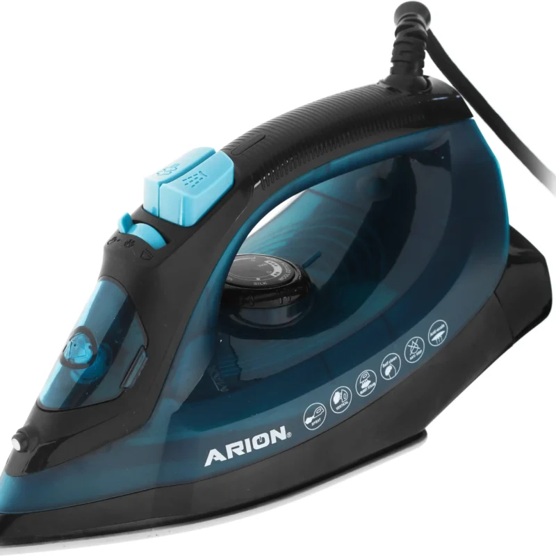 مكواة بخار اريون، 2400 وات، 100 مل، قاعدة سيراميك، AR- 619 - اسود تركواز