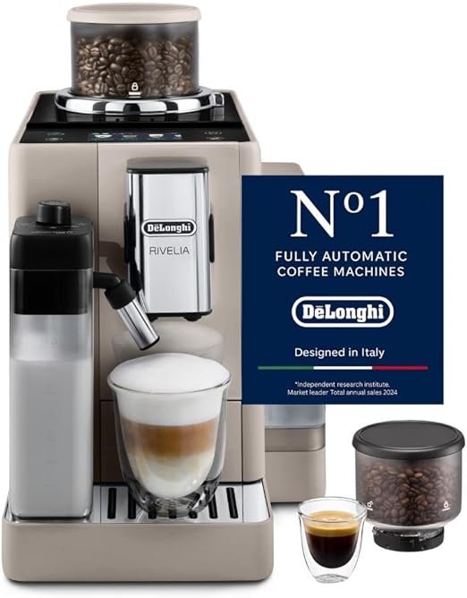 51w2PPTvyqL._AC_SX522_ De’Longhi Rivelia Fully Automatic Combination Coffee Maker, 1450 Watt, 19 Bars, Sand Beige - EXAM440.55.BG ( Raya Warranty ) - Image 1