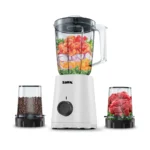 Tank Super Blender, 1.5L Glass Jug, 250ml BPA Free Plastic Grinder, 250ml BPA Free Plastic Meat Mincer, 600 Watts, White, YB-010, 2-Year Warranty