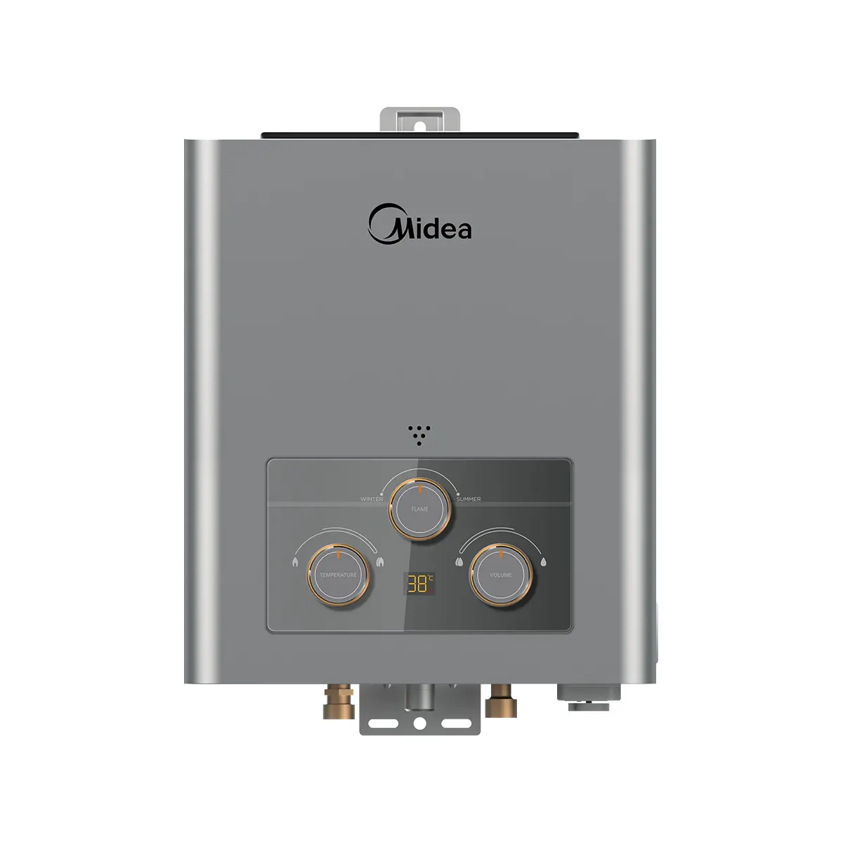 Front-View-6DZS1 Midea Gas Water Heater 6 Liter Silver - Natural Gas MGWH06-12MZNEG(S) - Image 1