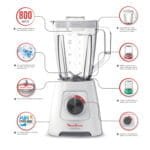 Moulinex Blendforce Blender, 800 Watt, 2 Liter, Grinder and Chopper - LM4231EG - Image 2