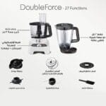 Moulinex Double Force Food Processor with 8 attachments for 27 functions, 1000 watt, 3L Bowl, 2L Blender - FP823125 - Image 4