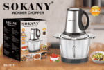 Sokany SK-7011N Stainless Steel Chopper, 3L, 800 W - Black Silver - Image 2